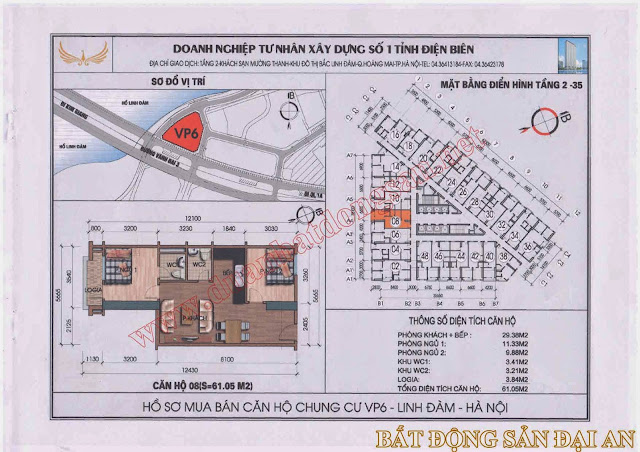 Mặt Bằng  Thiết Kế Căn Số 08 - Chung Cư VP6 Linh Đàm