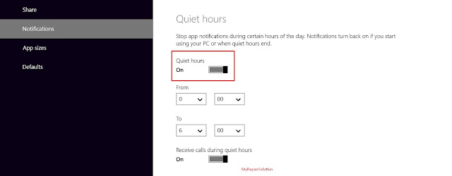 aktifkan fitur quiet hours di win 8.1