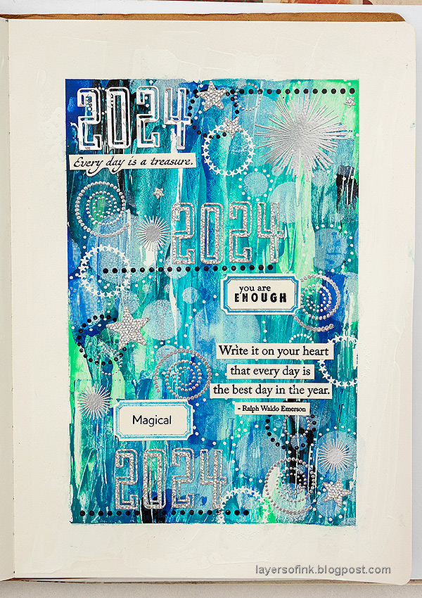 Layers of ink - New Year Art Journal Page Tutorial by Anna-Karin Evaldsson.