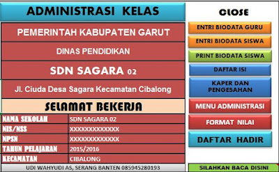 Tampilan Utama Aplikasi Administrasi Kelas