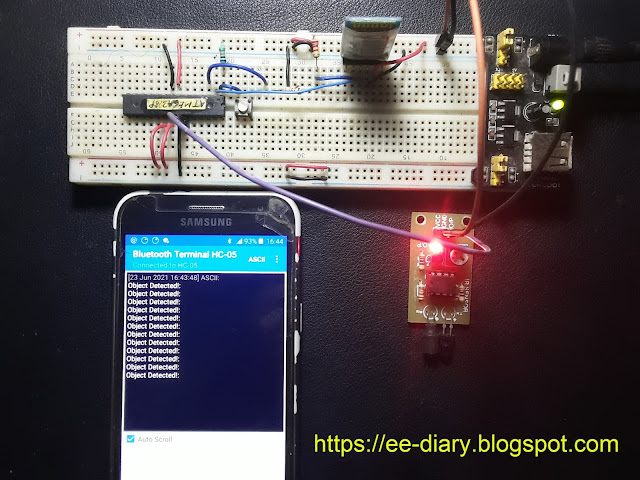 ATmega328p, HC-05 bluetooth module and IR sensor