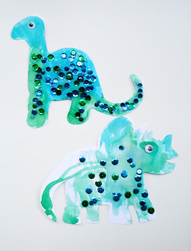Watercolour dinosaur arts and crafts for kids