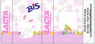 Easter Bunny with Pink and Squares: Free Printable Candy Bar Labels.