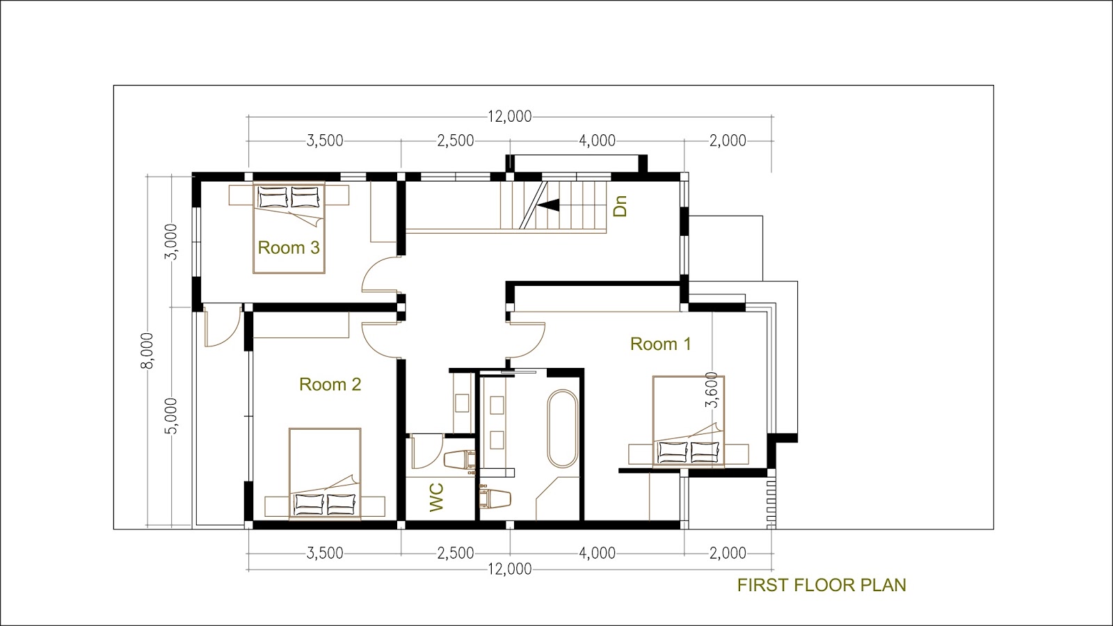 SketchUp Modern Home  Plan  Size  8x12m Samphoas House  Plan 