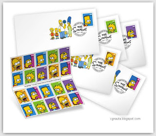 Los Simpsons en las postales de correo de los EU