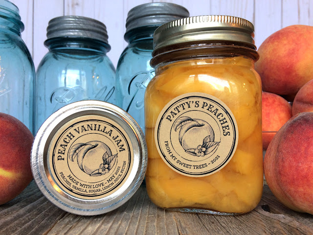 Custom Kraft Apothecary Peach canning jar labels
