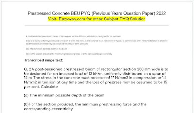 Prestressed Concrete : BEU Question Paper solution