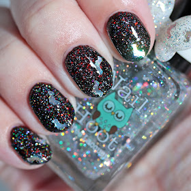 Nail Hoot Indie Lacquers Attack of the Holographic Bats over Black Widow