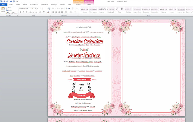 Desain Undangan Pernikahan Dengan Word Gratis