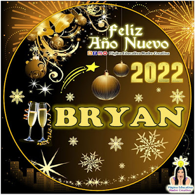 Nombre BRYAN por Año Nuevo 2022 - Cartelito hombre