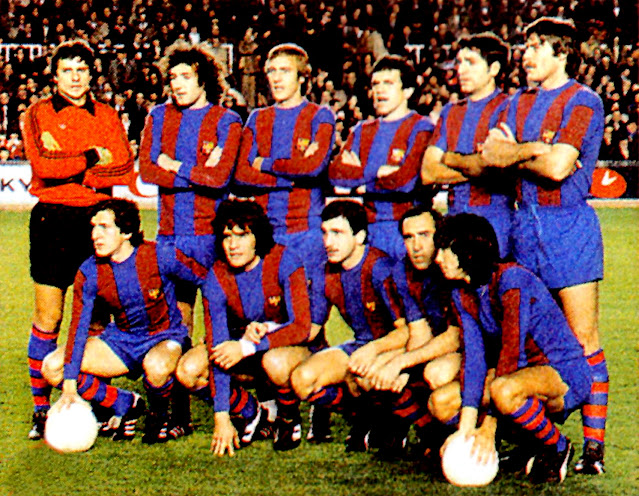 F. C. BARCELONA. Temporada 1978-79. Mora, Ramos, Neeskens, Zuviría, Olmo y Migueli. Sánchez, Heredia, Krankl, Asensi y Carrasco. F. C. BARCELONA 5 🆚 REAL ZARAGOZA 0 Sábado 30/12/1978, 21:30 horas. Campeonato de Liga de 1ª División, jornada 14. Nou Camp, Barcelona, España. GOLES: ⚽1-0: 14’, Krankl. ⚽2-0: 20’, Krankl. ⚽3-0: 25’, Asensi. ⚽4-0: 45’, Asensi. ⚽5-0: 46’, Heredia.