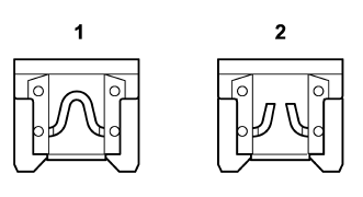 1) Good Fuse -  2) Blown Fuse