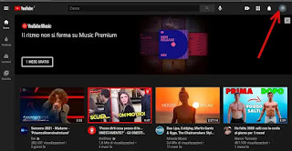 Passaggio 1 - Effettuare l'accesso su youtube e cliccare sull'immagine del profilo indicata dalla freccia