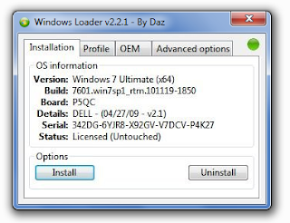 Download Windows 7 Loader v.2.2.1 Activation Genuine by DAZ 2013