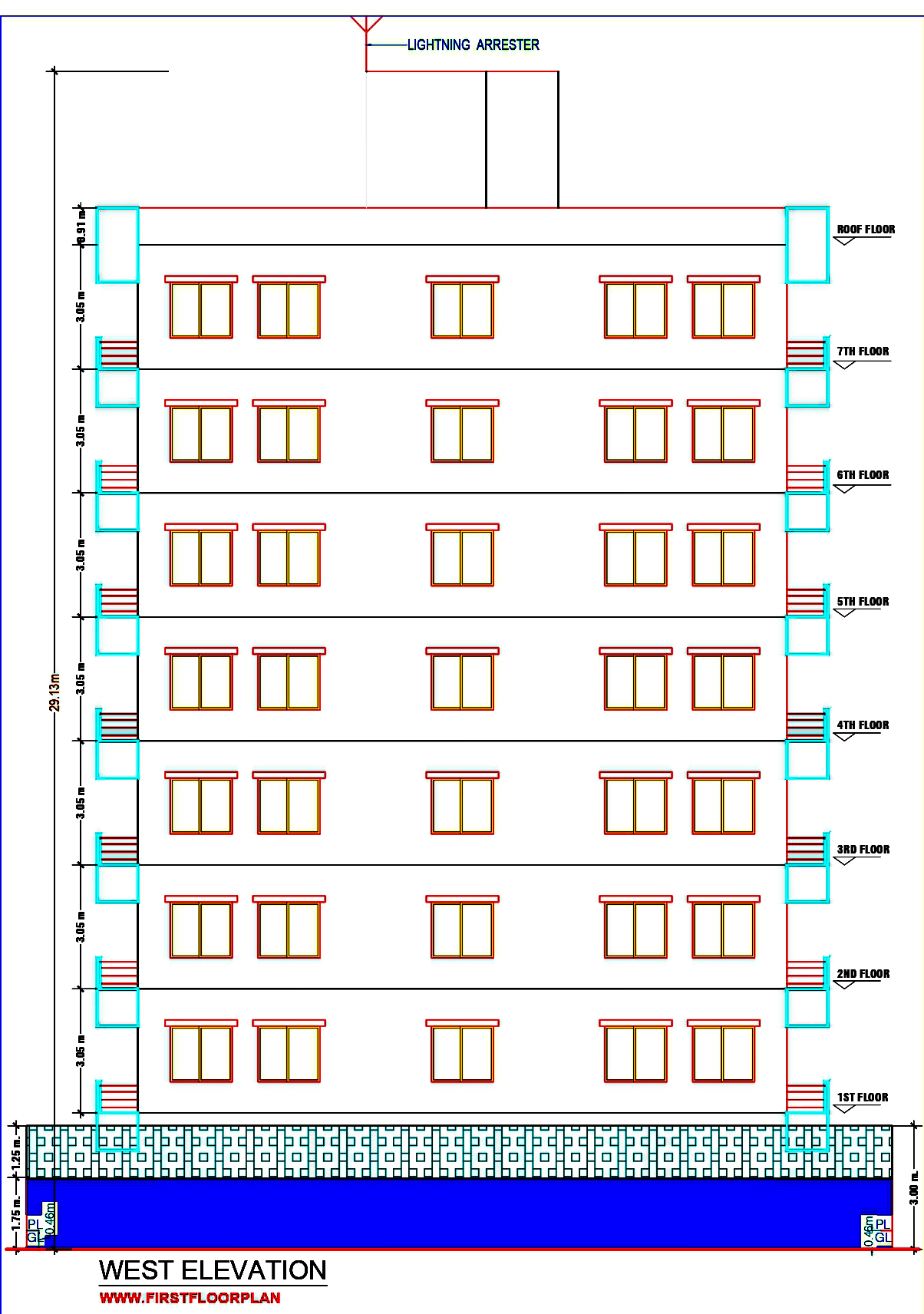 High-Rise Building Side Elevation