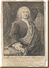 Engraved portrait of Brockes (1744) by Christian Fritsch (1704 - 1760)
