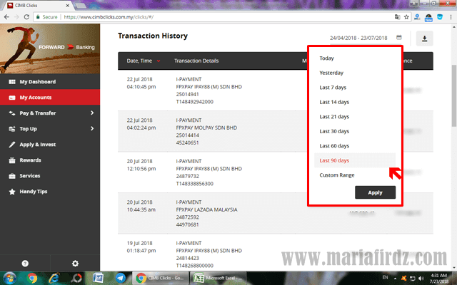 Cara Dapatkan Bank Statement Melalui CIMBClicks