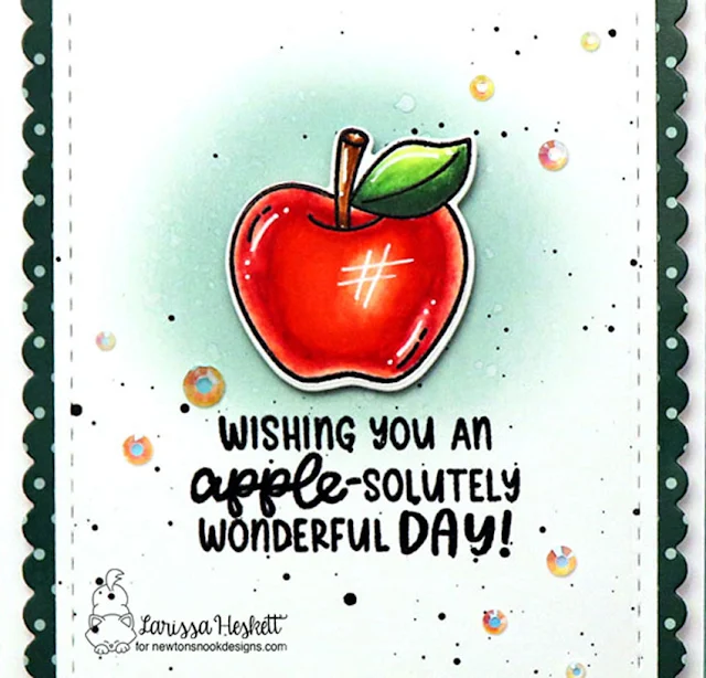 Wishing You Card by Larissa Heskett for Newton's Nook Designs using Autumn Apple Stamp Set, Coffee House Stories Paper Pad, Frames & Flags Die Set