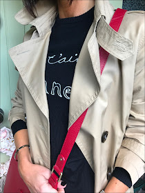 My Midlife Fashion, Massimo Dutti Trench Coat, Cariter Love Bangle, Village England Sway Bag, Bella Freud Je t'aime Jane slogan jumper, zara distressed cigarette jeans, french sole india leopard print ballet shoes