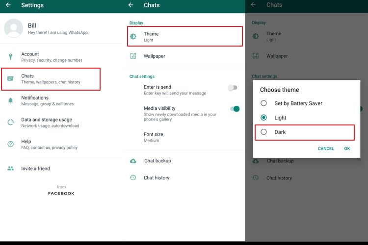 Cara Mengaktifkan Dark Mode di WhatsApp Android