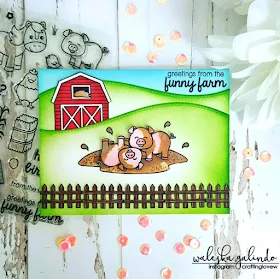 Sunny Studio Stamps: Barnyard Buddies Pigs on the Farm Card by Waleska Galindo