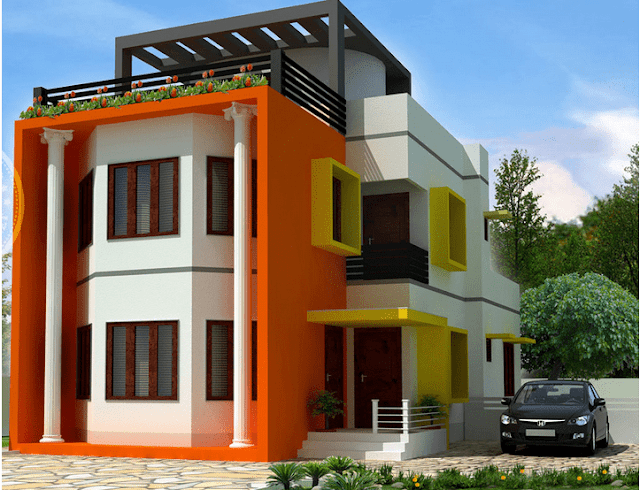 Contoh rumah minimalis warna orange