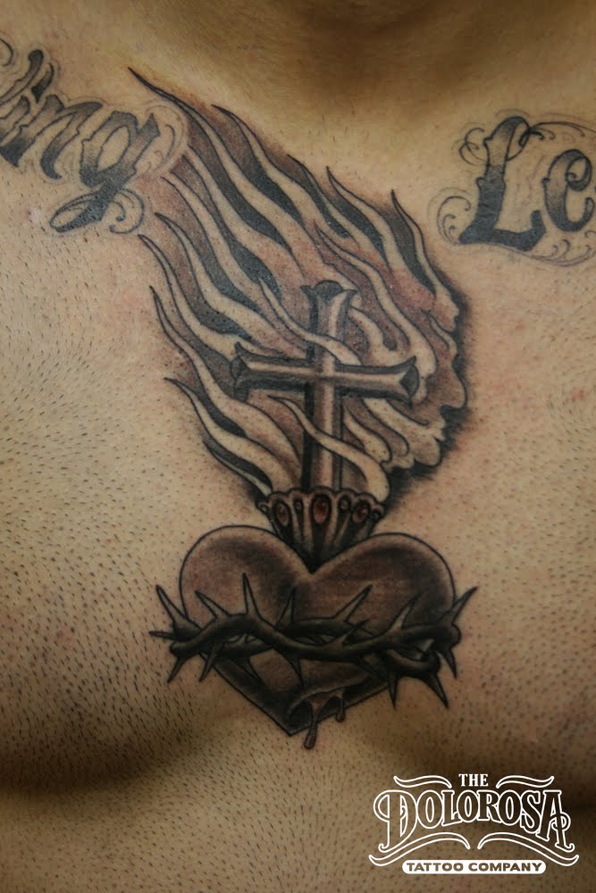 half sleeve and chest tattoo