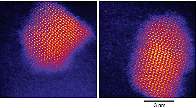 Scanning electron microscope image of a quantum dot that shows the individual atoms. (Rosenthal Lab)