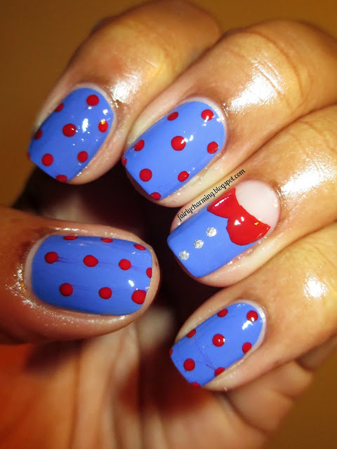 Julep, Taylor, January, Peter Pan collor, polka dot, red, blue, cobalt, nails nail art, nail design, mani