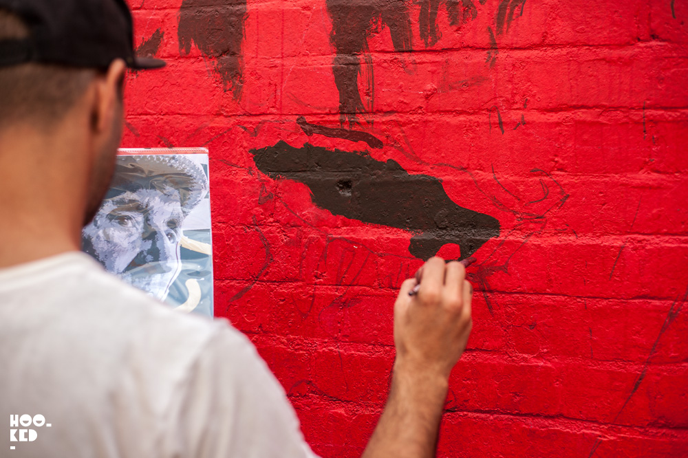 Shoreditch Street Art Mural of Charlie Burns by artist Kevin Ledo.