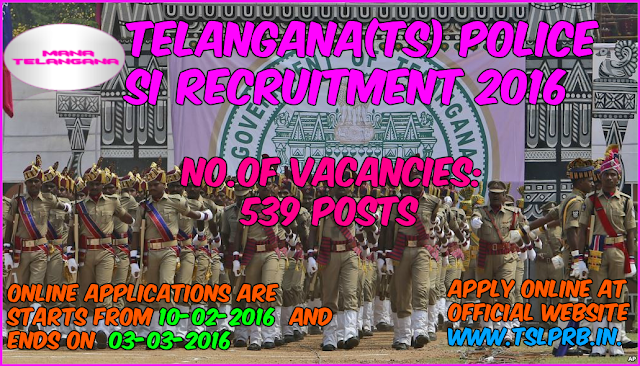 Telangana(TS): Police SI Recruitment 2016