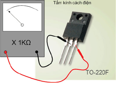 Hình 8f - Sau khi nạp âm cho G và đo thuận D - S thì đèn phải tắt, nếu đèn vẫn dẫn là đèn bị dò D - S 1.3.4. IC dao động KA3842.