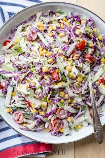 Cabbage salad with mayonnaise and corn