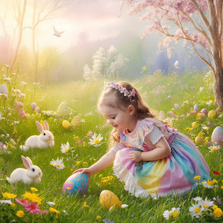 Cute girl plays in a natural environment