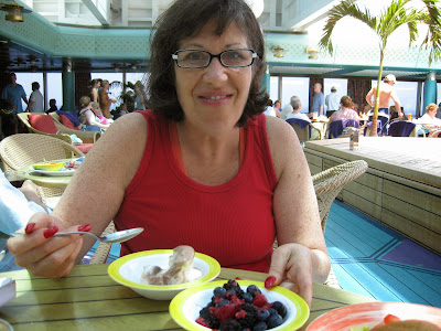 girl eating dessert on cruise