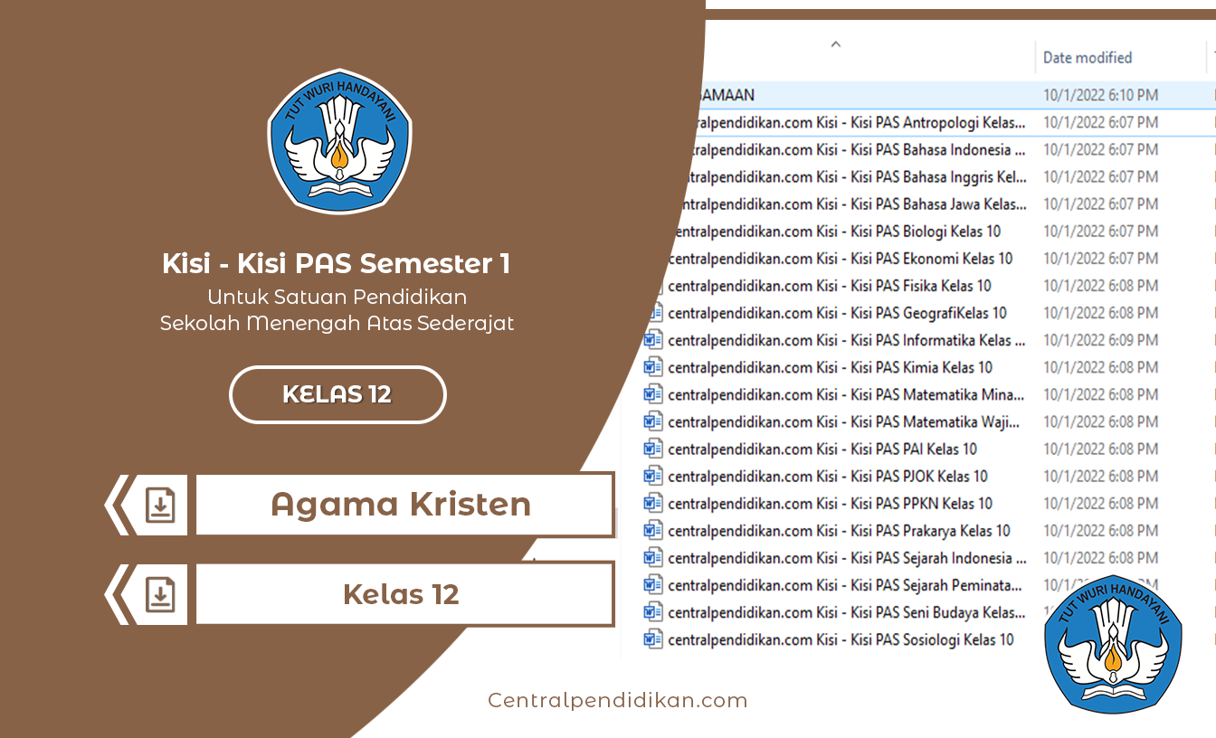 Kisi Kisi PAS Agama Kristen Kelas 12 Tahun 2022/2023 Semester 1