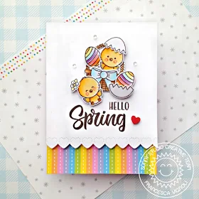 Sunny Studio Stamps: Heartstrings Border Dies Chickie Baby Spring Themed Card by Franci Vignoli 
