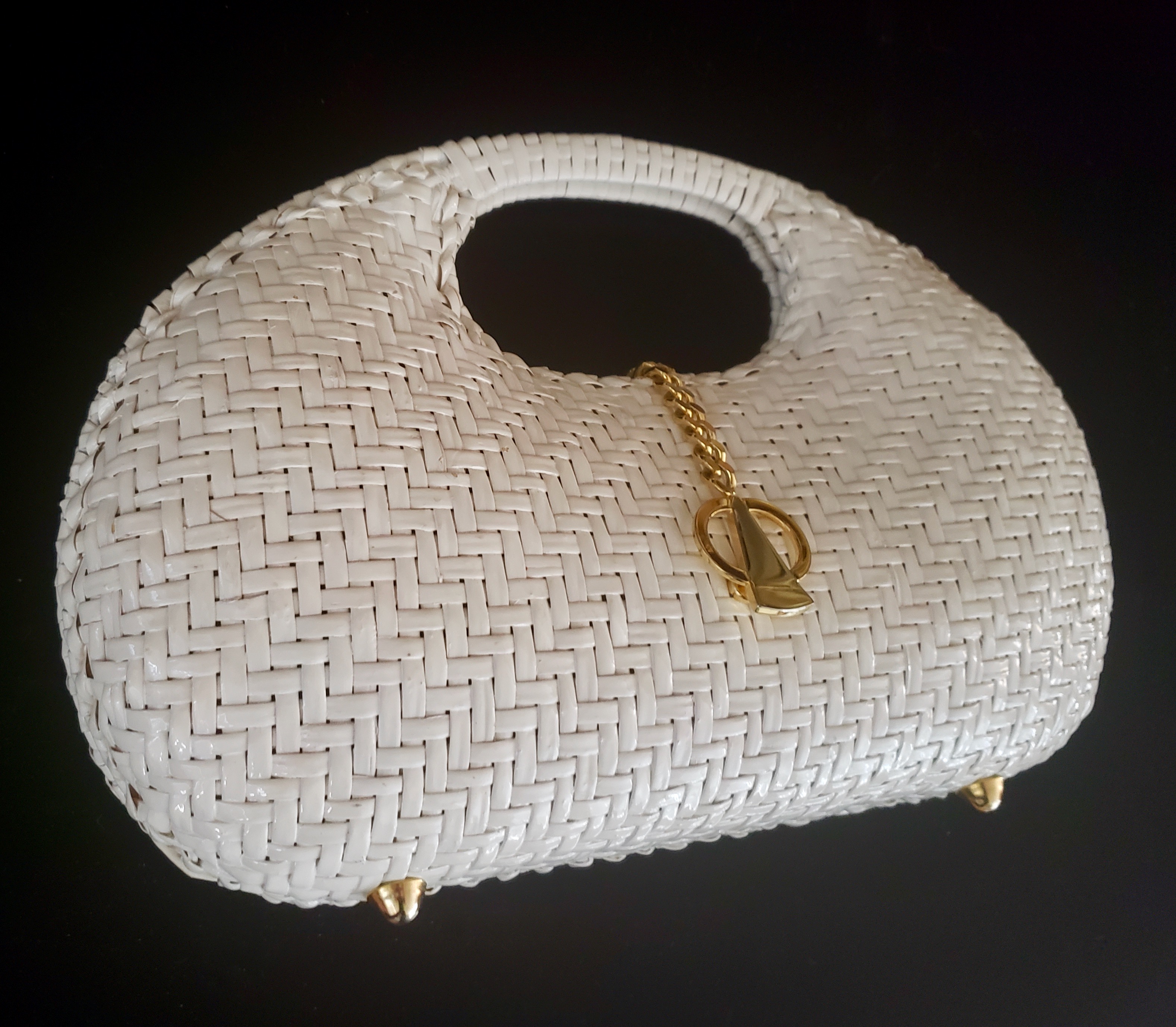 Vintage MM Morris Moskowitz Woven Straw Purse with Brass Metal