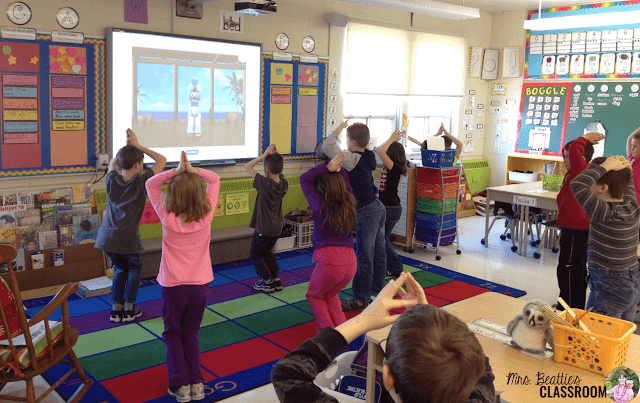 Photo of students participating in GoNoodle activities