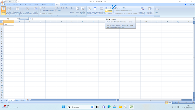 Ocultar un libro de Excel