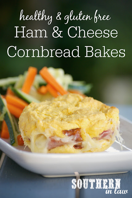 Healthy Ham and Cheese Cornbread Bakes Recipe - low fat, gluten free, healthy, stuffed cornbread recipes