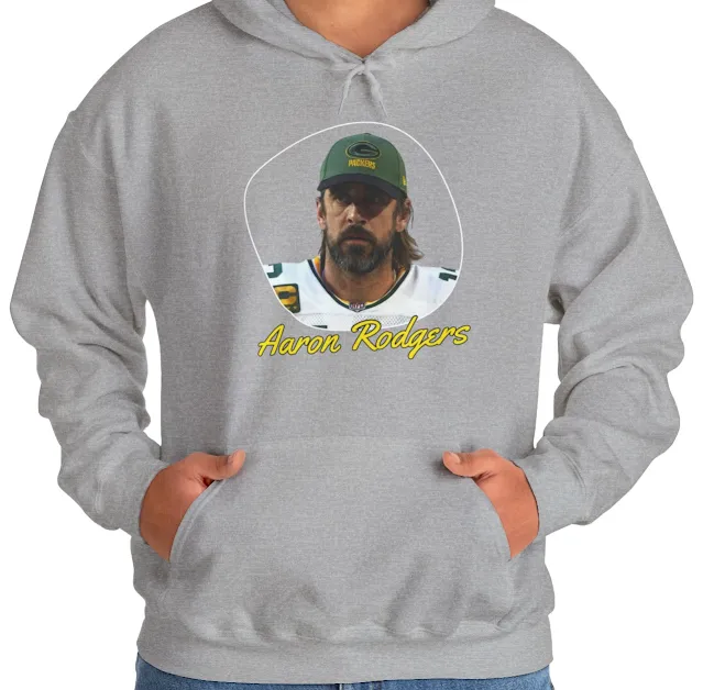 A Unisex Hoodie With NFL Player Aaron Rodgers Wearing G Packers Green Cape