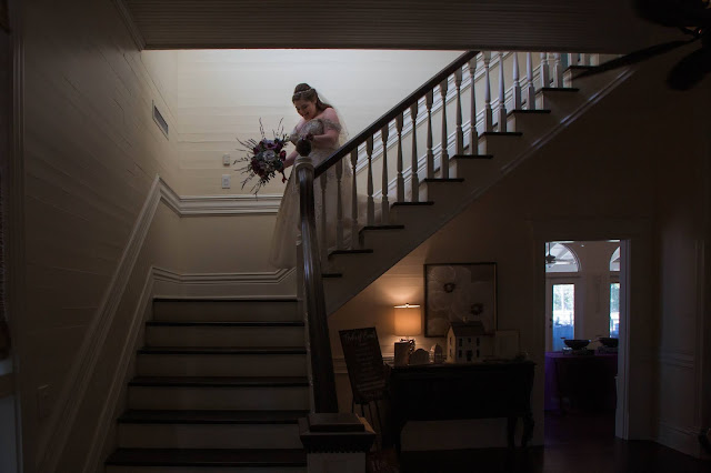 stairs at white orchid wedding