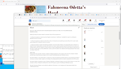 Sirst Screenshot of Fahmeena Odetta Moore’s LinkedIn Research Profile 10.7.2022