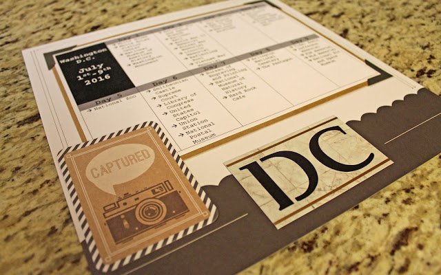 Washington DC Trip Itinerary Timeline Scrapbook Page Cover