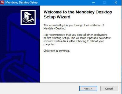 Instan mendeley, Welcome to the Mendeley desktop setup wizard