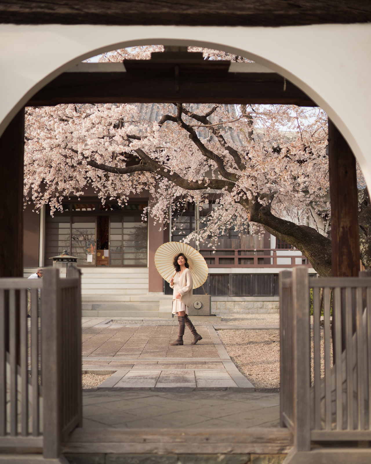 Nagoya shrine with cherry blossoms in the background, unique cherry blossom views in Japan, hidden gem for cherry blossom viewing