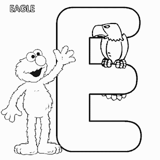 abc letter e eagle sesame street elmo coloring pages