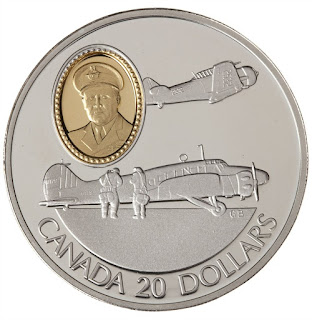 Canada 20 Dollars Silver Coin 1990 Air Marshal Robert Leckie, The Anson and the Harvard