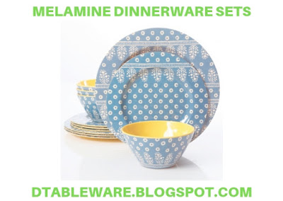 Studio California Zoey 12 Piece Melamine Dinnerware Set, Blue